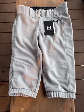 Under Armour Youth girls softball cropped Pants - Light Gray youth small new